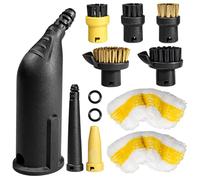 Lot de 10 brosses pour nettoyeur vapeur Kärcher SC1, SC2, SC3, SC4, SC5, avec buse allongée, buse incurvée, petite brosse ronde, buse manuelle en microfibre, pour meubles de cuisine, sol, voiture