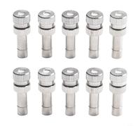 Lot de 10 buses de brumisation de 6 mm à connexion rapide en laiton pour tuyau d'arrosage, système de refroidissement de terrasse, embout de pulvérisation d'eau fine, partie extérieure (0,6 mm)