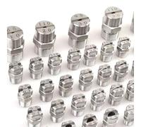Lot de 10 buses de pulvérisation pour lave-linge, buse de ventilateur haute pression 65-110 degrés 1/8 1/4 BSPT en acier inoxydable (filetage extérieur 1/8 mm 9,5 mm (diamètre d'alésage 1,8 mm), 40°)