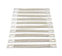 Lot de 10 câbles de masse - Section transversale : 50 mm² - Longueur : 100 mm - Câble de terre en cuivre tressé flexible avec manchons de contact sertis