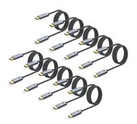 Lot de 10 câbles DisplayPort 1.4, 2 m, 32,4 Gbit/s HBR3, 8K @ 60 Hz, 4K | Câble DP tressé avec HDR, HDCP 2.2, DSC 1.2, FreeSync & G-Sync pour moniteurs de jeu, PC et cartes graphiques