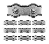 Lot de 10 câbles métalliques M8 ZONADAH 304 en acier inoxydable - Double bornes - Boucle - Serre-câble à 2 poteaux - Bornes de câble - Bornes de câble en acier
