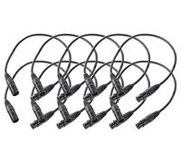 Lot de 10 câbles micro Pronomic XFXM-0.5 (0,5 m, XLR femelle 3 broches -> XLR mâle 3 broches, connecteurs soudés main, résistants acides/huiles, décharge de traction, noir).