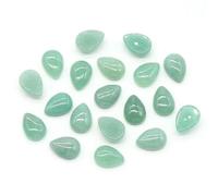 Lot de 10 cabochons en pierre précieuse en forme de goutte d'eau, 12 x 16 mm, à dos plat, énergie naturelle, sans trou, pour la fabrication de bijoux artisanaux, aventurine verte, 12 x 16 mm, 10 pi