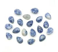 Lot de 10 cabochons en pierre précieuse en forme de goutte d'eau, 12 x 16 mm, à dos plat, énergie naturelle, sans trou, pour la fabrication de bijoux artisanaux, sodalite, 12 x 16 mm, 10 pièces