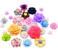 Lot de 10 cabochons en résine en forme de rose, couleurs mélangées, boutons en résine, cabochons à dos plat