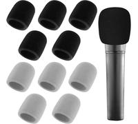 Lot de 10 caches de Microphone en Mousse Anti-poussière et antibactérienne pour Microphone Portable pour la Plupart des Microphones Standard (Gris,Noir)