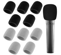 Lot de 10 caches de Microphone en Mousse Anti-poussière et antibactérienne pour Microphone Portable pour la Plupart des Microphones Standard (Gris, Noir)