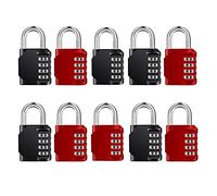Lot de 10 cadenas à combinaison à 4 chiffres - Étanches - Pour casier d'école, de salle de gym, abri de jardin, clôture, moraillon, garage, portail, boîte à outils, porte