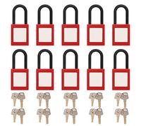 Lot de 10 Cadenas de Sécurité avec Verrou Nylon, Hauteur Anneau 38mm, Diamètre 6mm - Corps ABS Durable, Clé Cuivre Anti - Rouille, Protection Industrielle Fiable