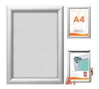 Lot de 10 Cadres Clipsables A4 Professionnels Deflecto - Aluminium Argenté 25mm - Porte Affiche Mural Facile à Changer pour Publicité, Menu, Bureau & Magasin - Intérieur/Extérieur Sous Abri