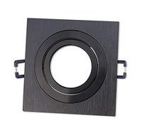 Lot de 10 cadres de spots encastrables noirs carrés, super plats - Cadre de montage orientable pour ampoules GU10 MR16 - Ø 75-85 mm Trou de perçage