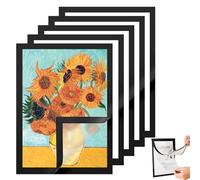 Lot de 10 Cadres Magnétiques A4 Autocollants, Cadre d'Information Ouvert avec Fermeture Magnétique et Pochette d'Info, Porte-feuille pour Cadres Informatifs Format A4 32,5 x 24 cm, Noir