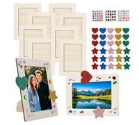 Lot de 10 cadres photo en bois à peindre, 20 x 15 cm, pour enfants, avec pierres scintillantes et autocollants, cadre photo en bois à peindre sur bois, bricolage pour anniversaire d'enfant (bois)