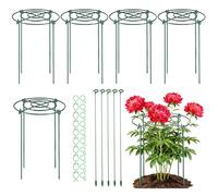 Lot de 10 cages et supports de pivoine en métal avec 20 attaches torsadées pour plantes d'intérieur et d'extérieur, kit de support de plantes pour pivoine, rose, tomate, hortensia