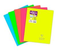 Lot de 10 Cahier Kover Book Néon 24x32, 96p./48 feuilles 90 g/m² piquées, couv. fluo assorties (5), Séyès