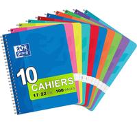 Lot De 10 Cahiers À Spirales 17 X 22cm 100 Pages Grands Carreaux Seyès 90g Coloris Assortis