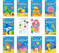 Lot de 10 Cahiers de Coloriage pour Enfants, Thème Océan avec Jeux, Cahiers de Coloriage Mini en Gros Sous la Mer pour Enfants, Activité de Fête, Cadeaux