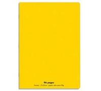 Lot de 10 Cahiers piqûre, 96 pages, Grands carreaux Seyès, Format 21 x 29,7 cm, Couverture polypro JAUNE G