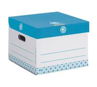 Lot de 10 - Caisse archives mini Carton Bruneau - H 27 x L 39 x P 36 cm - Haute résistance - Bleue - Standard - Bruneau