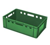 Lot de 10 caisses cassettes paniers agricoles Jestic E2 | 60x40x20 cm | pour Viande Poisson Fruits Légumes Durs Outils Plantes | CE 1935/2004 | Empilables | Verts | en Plastique