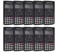 Lot de 10 Calculatrices Scientifiques, Affichage 2 Lignes, 240 Fonctions - pour Classe, École, Formation, Bureau - Noir