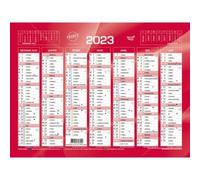 Lot de 10 Calendrier de banque rouge r/v° 18x13,5 FR