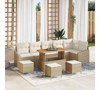 Lot de 10 canapés de jardin modulaires, en polyrotin et acacia, 110 x 55 x 71 cm, résistant aux intempéries, pour terrasse et balcon, avec fonction de rangement