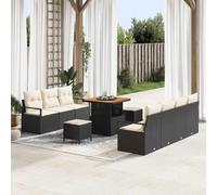Lot de 10 canapés de jardin modulaires en rotin synthétique - Noir crème - 80 x 80 x 71 cm - Pour terrasse et patio - Ensemble de meubles d'extérieur modernes