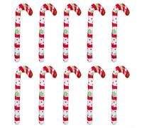 Lot de 10 cannes à sucre d'orge gonflables de 88 cm - Grandes décorations de Noël rouges et vertes à rayures - Pour extérieur, jardin, porche, porte d'entrée, vacances (rouge)