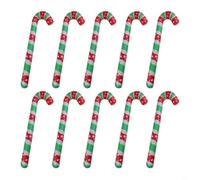 Lot de 10 cannes de Père Noël gonflables en PVC robuste (imprimé en vert) | Design festif, couleurs fantaisistes, parfait pour les événements à thème, les rassemblements et les séances photo