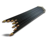 Lot de 10 cannes de ramonage pro noire PPN pleine contrevissante | Ø 20 mm | Rallonge kit ramonage hyper pro | Lg 1,4 m | Cheminées canalisations | Embout acier fileté M12*1,75 mm| Kibros 4CK30X10