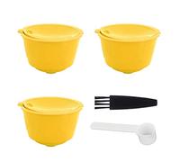 Lot de 10 capsules de café réutilisables en acier inoxydable avec brosse à cuillère pour machines Jaune 5,2 x 3,5 cm (3 tasses + 1 cuillère + 1 pinceau)