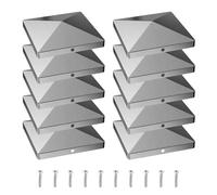 Lot de 10 capuchons de clôture - 8 x 8 cm - En acier inoxydable - Pour poteaux en bois, garde-corps d'escalier en bois et socle de poteaux de véranda (100 x 100 mm)