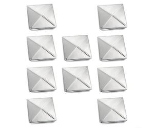 Lot de 10 capuchons de colonne carrés en acier inoxydable - Tube intérieur carré - Fermeture rapide sans soudure - Bouchon décoratif en forme d'étoile (10 pièces, 80 mm)