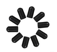 Lot de 10 capuchons de protection antidérapants en silicone pour batteur de batterie, noir/blanc/rouge/gris, 0,3 x 0,9 cm (noir)