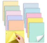 Lot de 10 carnets à spirales de 21,6 x 27,9 cm avec 3 trous perforés et 40 feuilles lignées pour le travail, l'école, le bureau, la maison (Pastel)