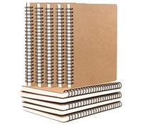 Lot de 10 carnets à spirales lignés A5 avec couverture marron kraft 21,1 x 14,7 cm, 120 pages/60 feuilles, papier 100 g/m², carnet de notes, carnet de croquis, carnet de voyage, étudiant, bureau,