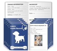 Lot de 10 carnets de vaccination pour chien - 12,7 x 8,9 cm - Carnet d'information pour chien - Carnet médical et de vaccin pour les amoureux des animaux de compagnie - Soins médicaux de toilettage
