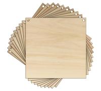 Lot de 10 carrés carrés en bois contreplaqué de 3 mm (12 x 12 cm, coins supérieurs à 2 trous)