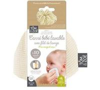 Lot de 10 Carrés de Coton Lavables "Bébé" 11cm Blanc Blanc G