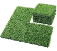 Lot de 10 carrés de gazon artificiel - Carreaux de gazon artificiel emboîtables pour terrasse et terrasse, 30,5 x 30,5 cm