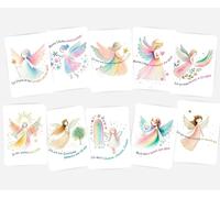 Lot de 10 cartes d'affirmation conçues avec soin pour les enfants - Format A6 - Avec motifs d'anges et messages de courage - Cartes de pleine conscience pour filles et garçons