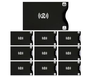 Lot de 10 Cartes de Blocage RFID, Protection RFID/NFC Carte Bancaire Set, Carte Anti RFID Ultra-Mince Protecteur de Carte, Cartes d’Identité Contre Le Vol de Données sans Contact (Noir)