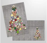 Lot de 10 cartes de Noël pliantes - Avec enveloppes assorties - Motif sapin de Noël coloré