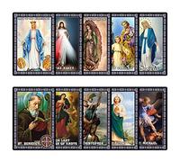 Lot de 10 cartes de prière catholiques, Saint Benoît, St Jude, St Michel, Saint Christophe, Sainte Famille, Vierge de Guadalupe, Dame du Miraculous, Notre Dame de Noeuds, Miséricorde divine, Dame de