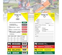 Lot de 10 cartes de triage pour premiers secours et intervention d'urgence - Sections perforées pour niveau de blessure, numérotation séquentielle de démarrage aléatoire avec code-barres, 20,3 x 10,2