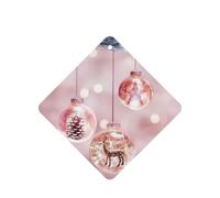 Lot de 10 cartes désodorisantes parfumées pour voiture avec impression de boules de Noël roses