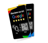 Lot de 10 cartes d'évaluation NFC Google noires avec code QR, appuyez pour recueillir les commentaires des clients, carte PVC 85,5 × 54 mm pour entreprise locale hors ligne