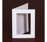 Lot de 10 cartes passe-partout blanches DIN A6, aspect cuir, avec insert et enveloppe DIN C6, lot de 10, passe-partout - Motif : rectangulaire